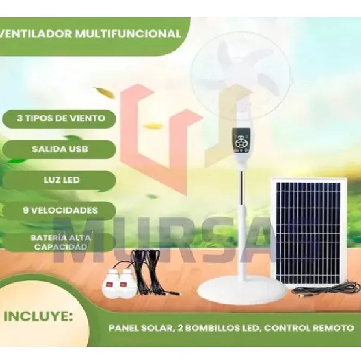 GENERICO - Ventilador Solar De Pie GDtimes