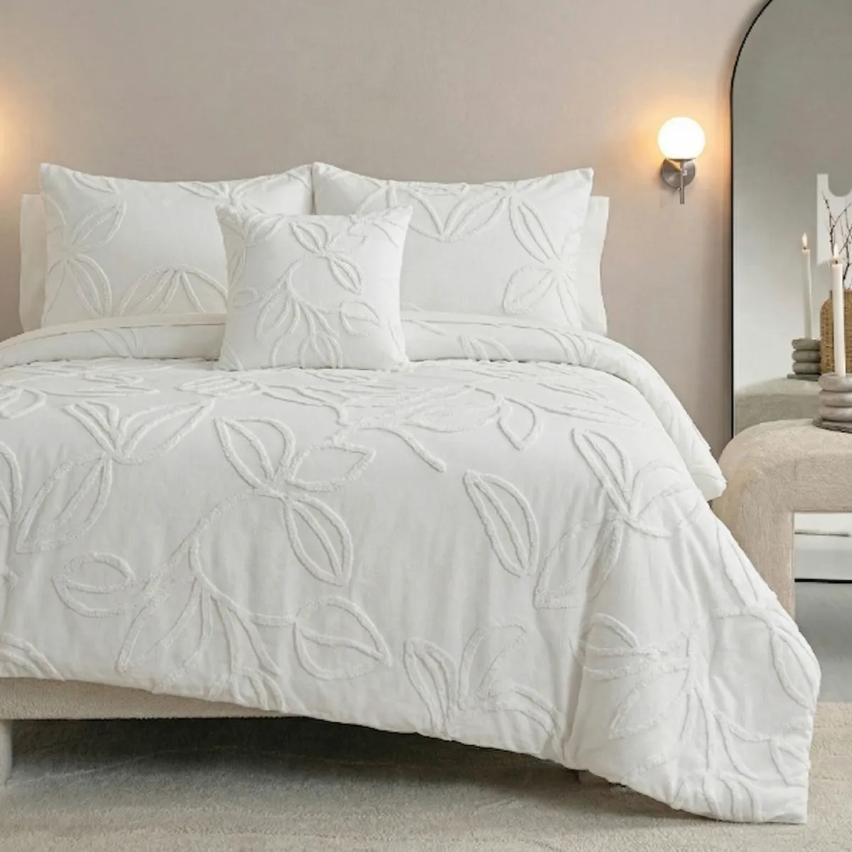 MY HOME STORE - Duvet Harmony Leaf  Blanco