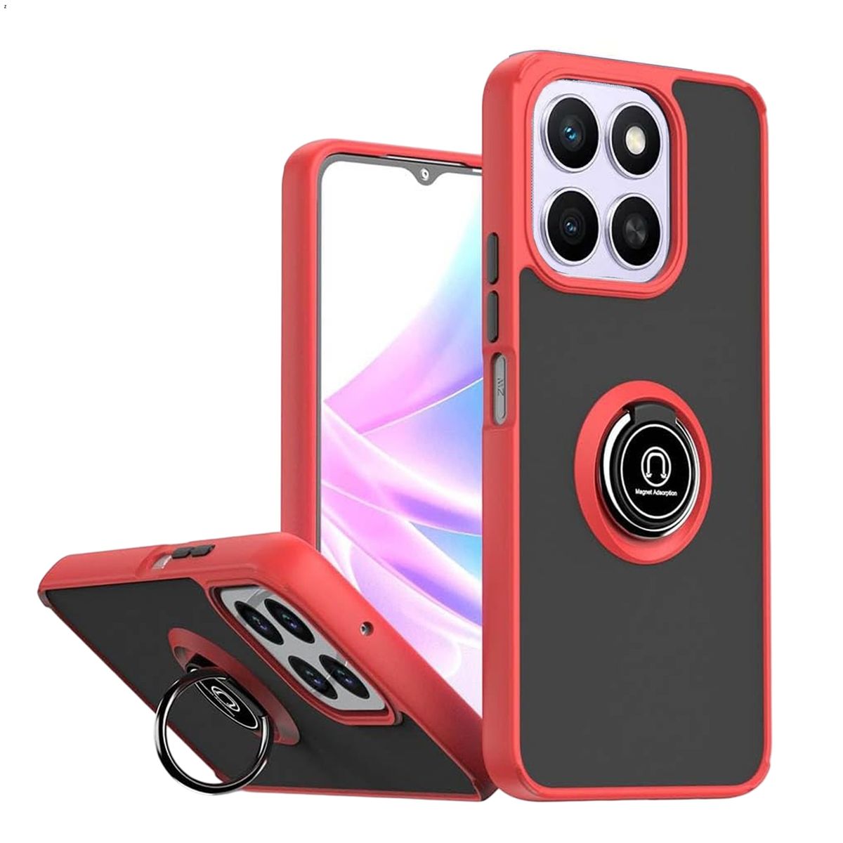 GENERICO - Funda Estuche Mate Con Anillo Compatible Con Honor 400 Smart Rojo