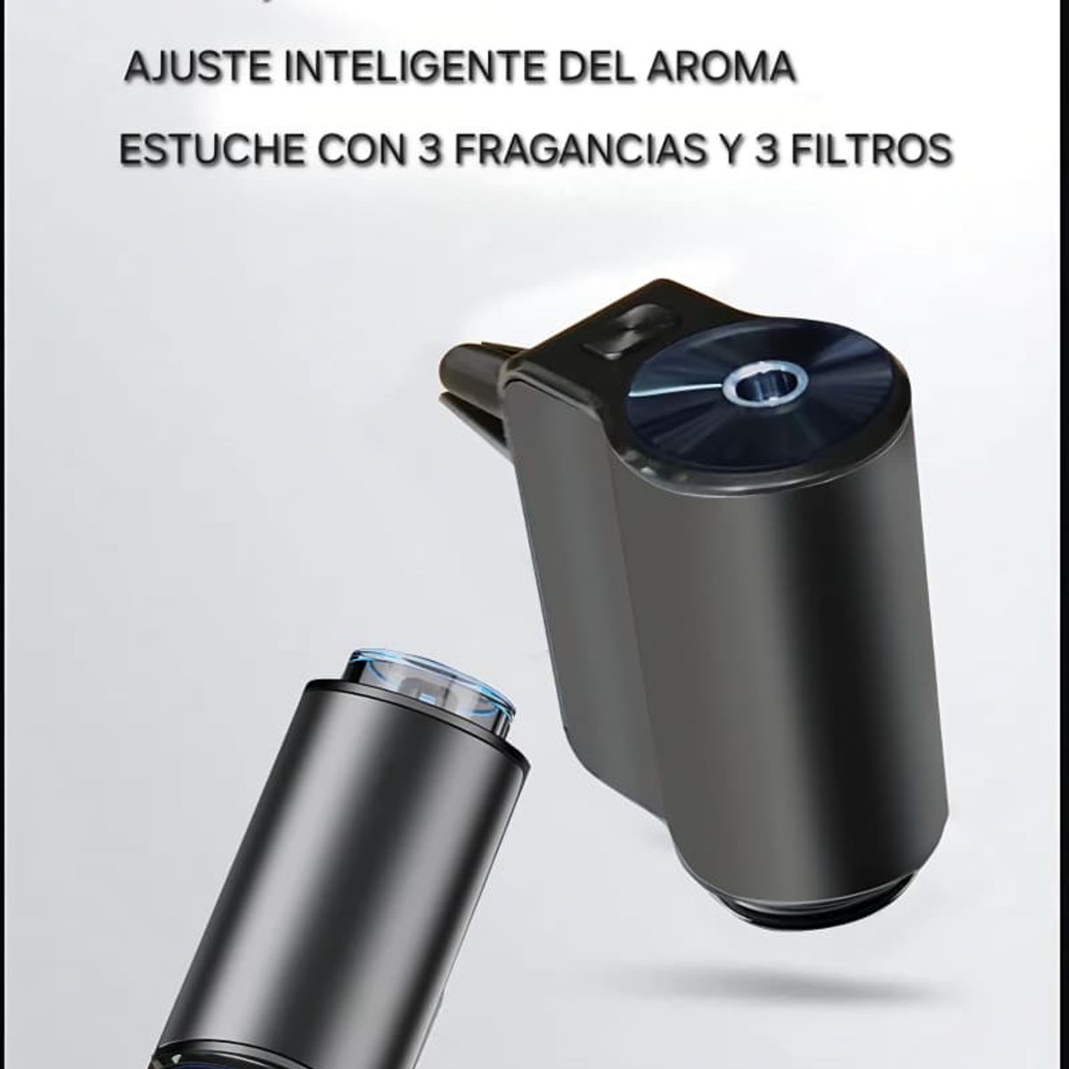 GENERICO - Difusor Ambientador Carro Inteligente 3 Esencias + 3 Filtros Gris Auto Nuevo