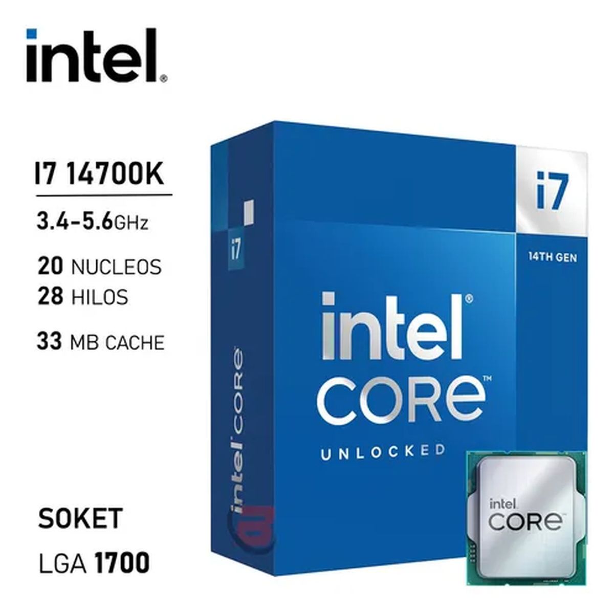 INTEL - Procesador INTEL CORE i7 14700K Sin Fan Optimizado para Multitarea