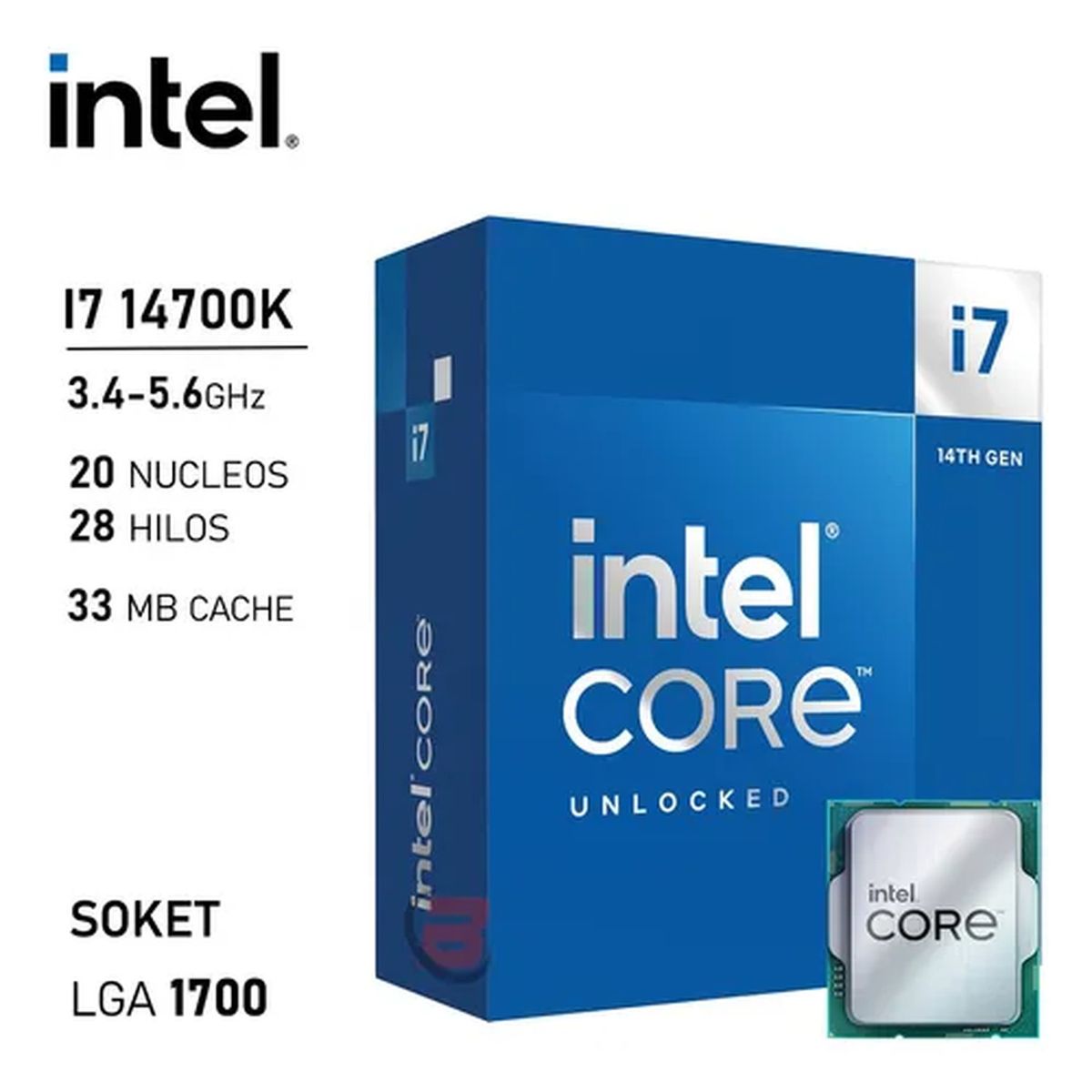 INTEL - Procesador INTEL CORE i7 14700K Sin Fan Optimizado para Multitarea