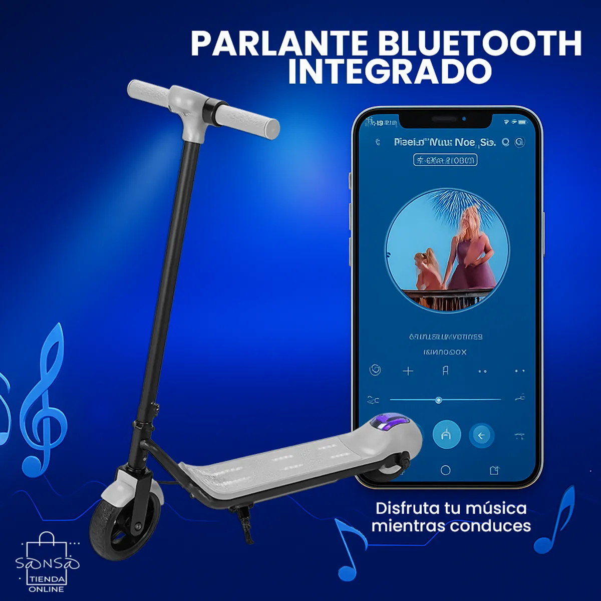 GENERICO - Patineta Scooter Eléctrico Sansatech Luces 10+ Metal 2 Rueda Bluetooth