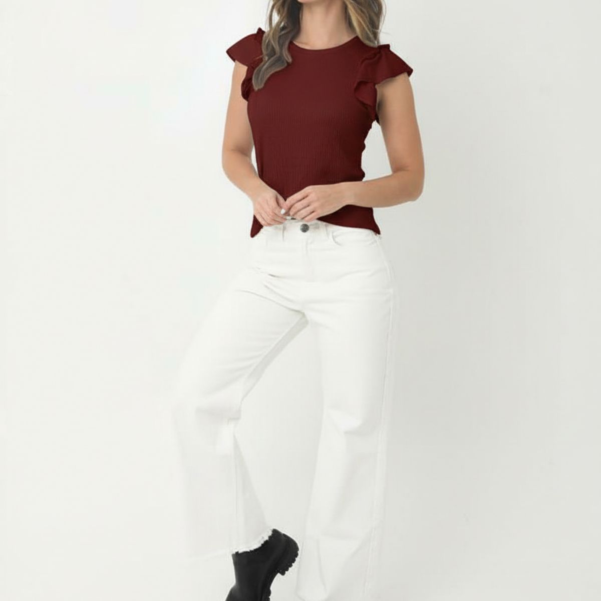 BELIFE - Blusa roja con boleros para mujer