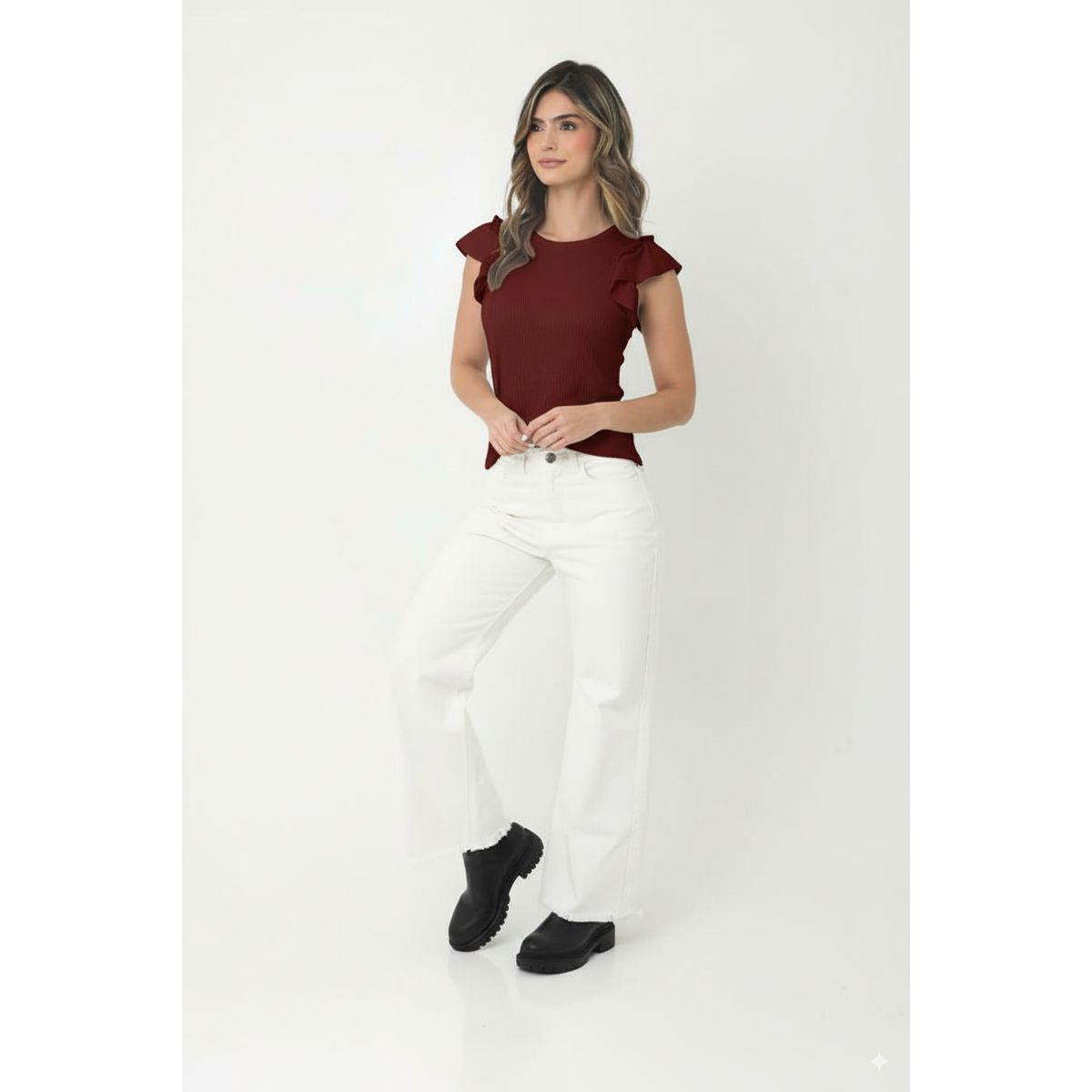 BELIFE - Blusa roja con boleros para mujer