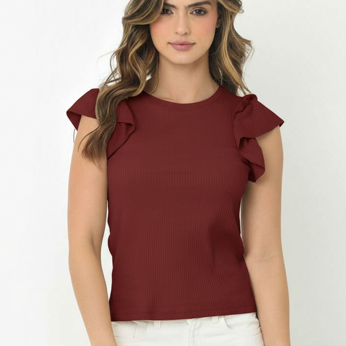 BELIFE - Blusa roja con boleros para mujer