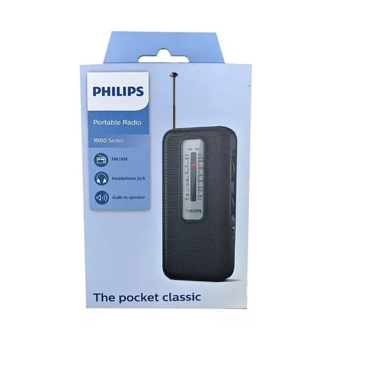 PHILIPS - Radio portátil de bolsillo serie 1000 de Philips, batería de color R1506