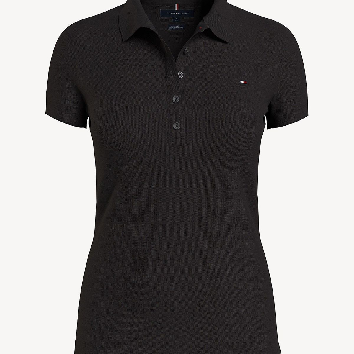 TOMMY HILFIGER - Polo negro de corte slim con manga corta Tommy Hilfiger