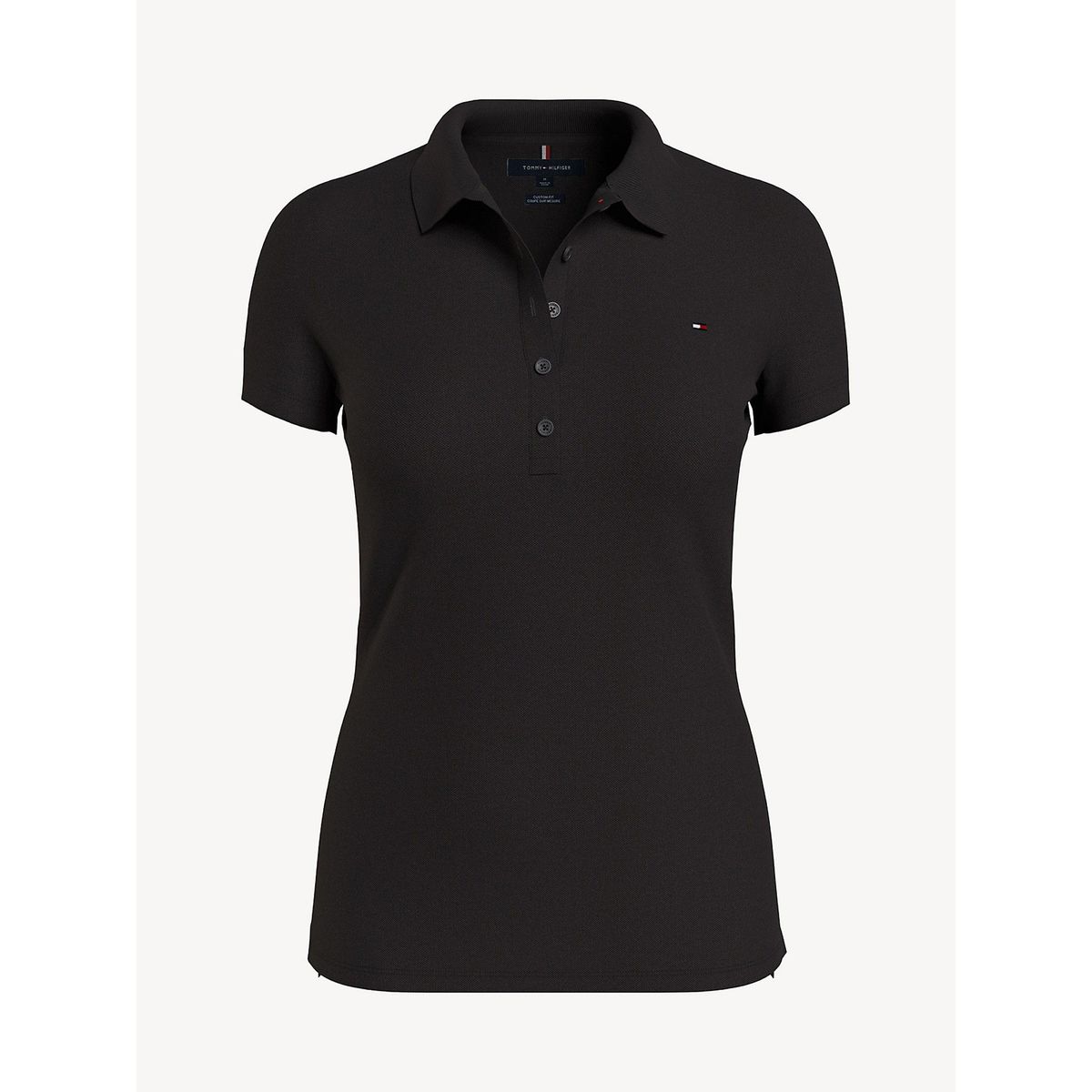 TOMMY HILFIGER - Polo negro de corte slim con manga corta Tommy Hilfiger