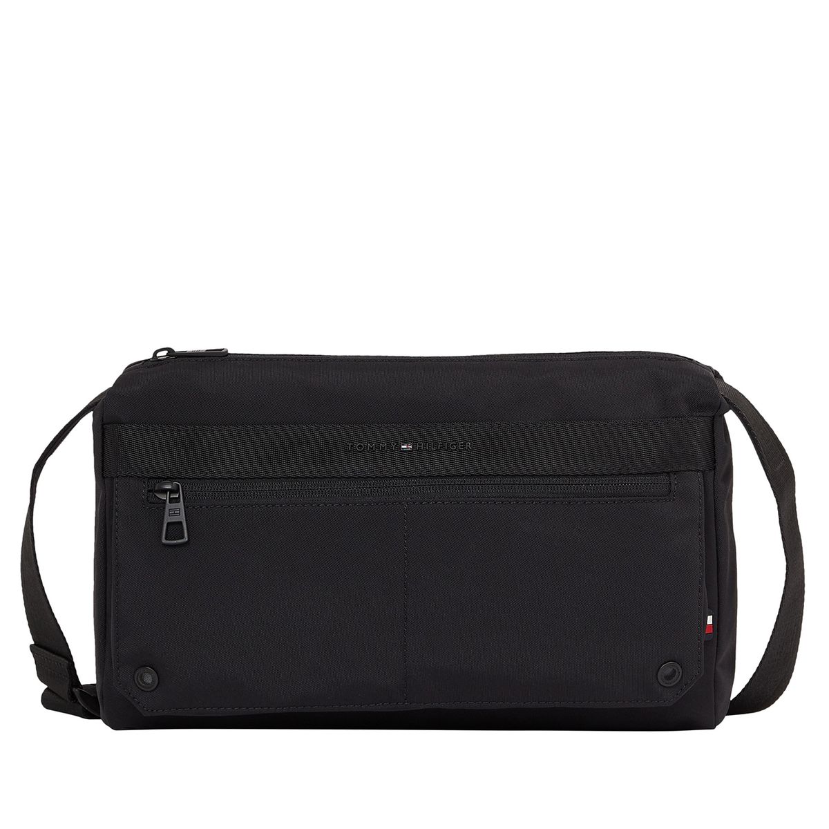 TOMMY HILFIGER - Bolso negro mensajero con logo metálico Tommy Hilfiger