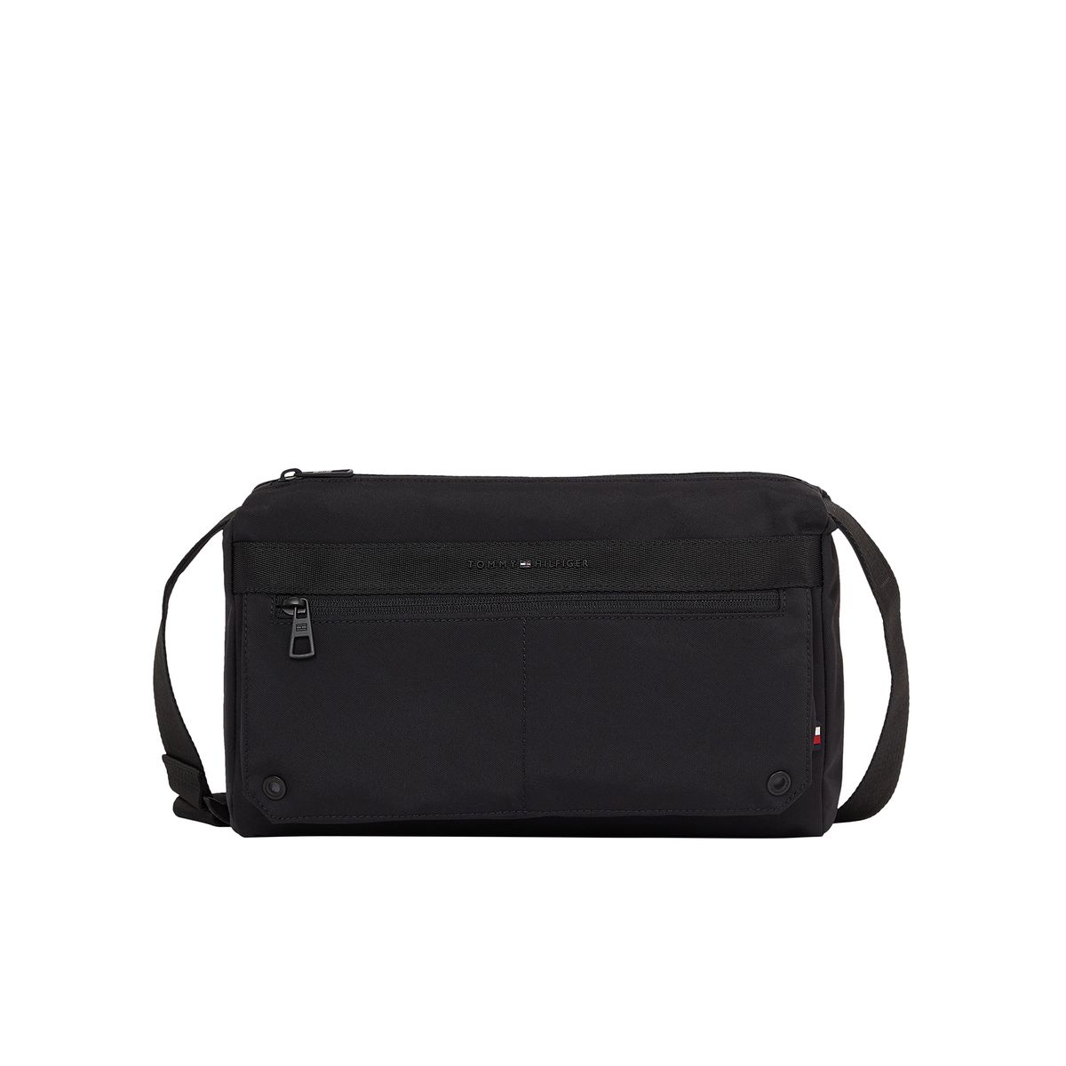 TOMMY HILFIGER - Bolso negro mensajero con logo metálico Tommy Hilfiger