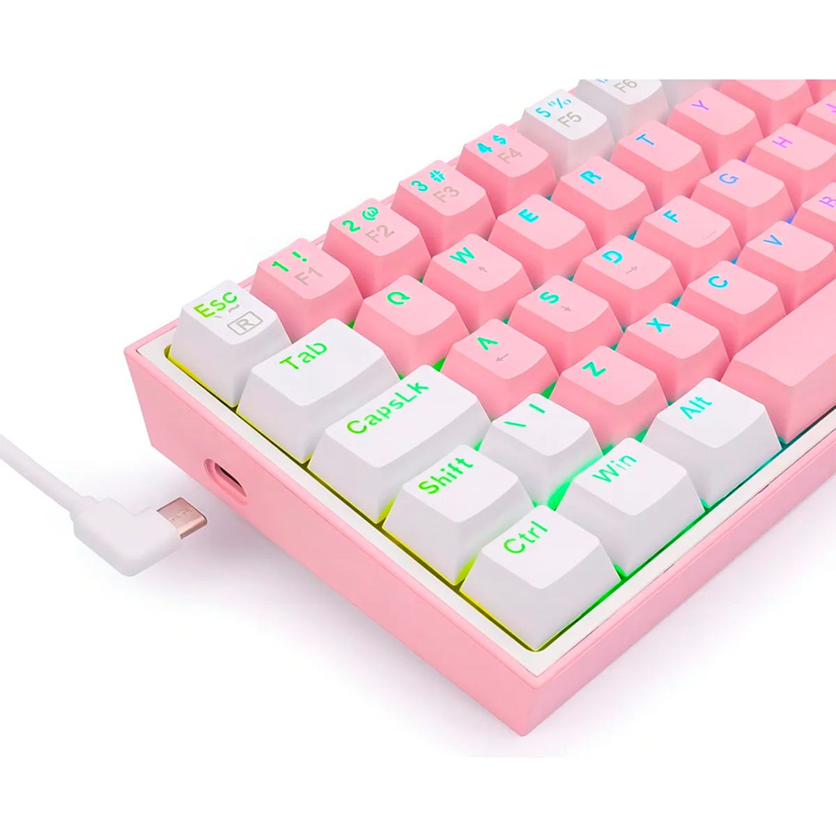 REDRAGON - Teclado Mecanico Inalámbrico Redragon Fizz Pro Rosa Blanco BT y 2.4 HotSwap
