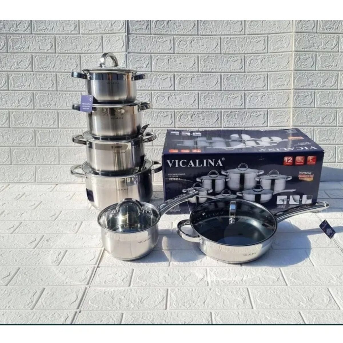 GENERICO - Batería de ollas en acero quirúrgico de cocina 12 piezas