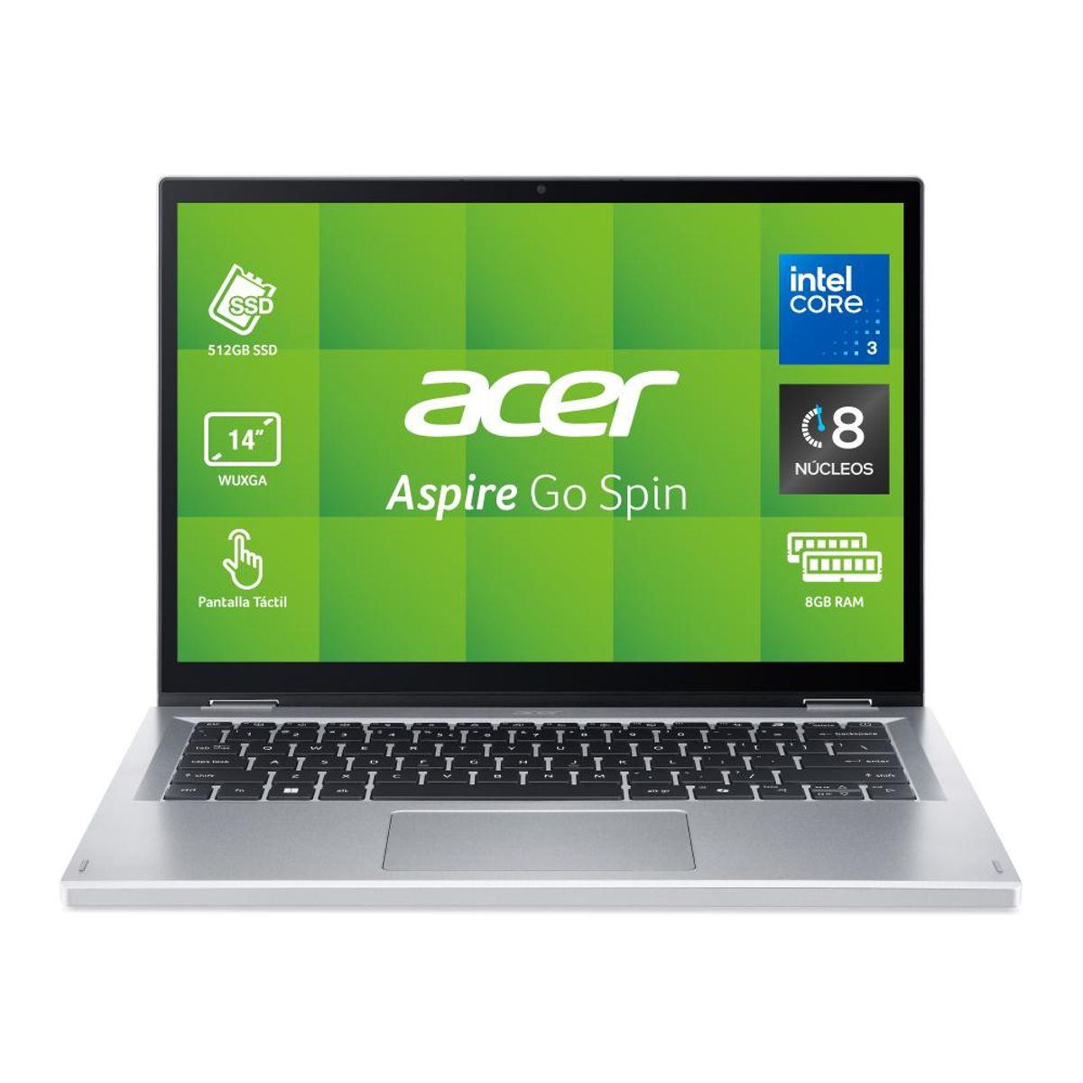 ACER - Portátil Acer Aspire Go Spin 367M Intel Core i3 N355 8GB 512GB SSD 14" FHD Windows 11 Home