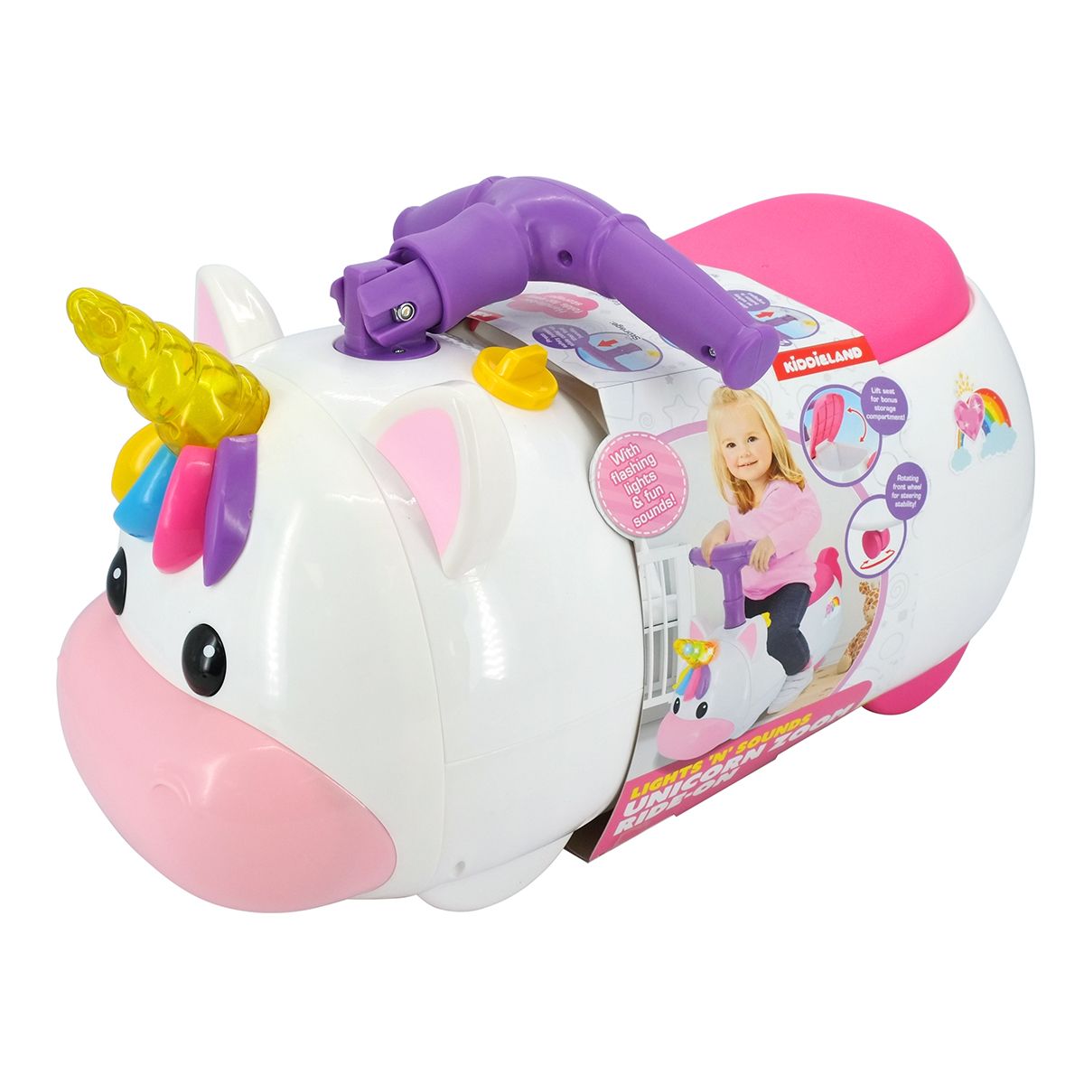 GENERICO - CARRITO MONTABLE PARA NIÑOS  UNICORNIO LUCES Y SONIDOS ZOOM ZOOM