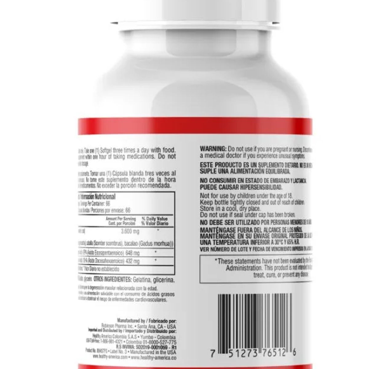 HEALTHY AMERICA - Omega Fish Oil 1200 Mg 200 Softgels