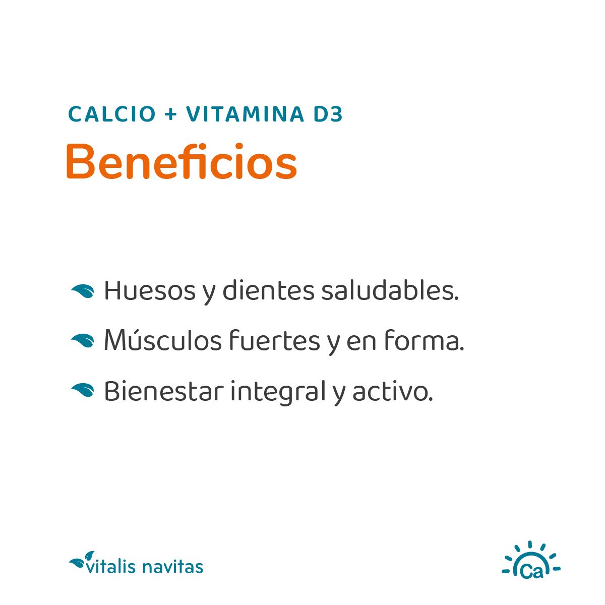 NUTRIPHARMA - Calcio + Vitamina D3 Vitalis Navitas 60 Cápsulas