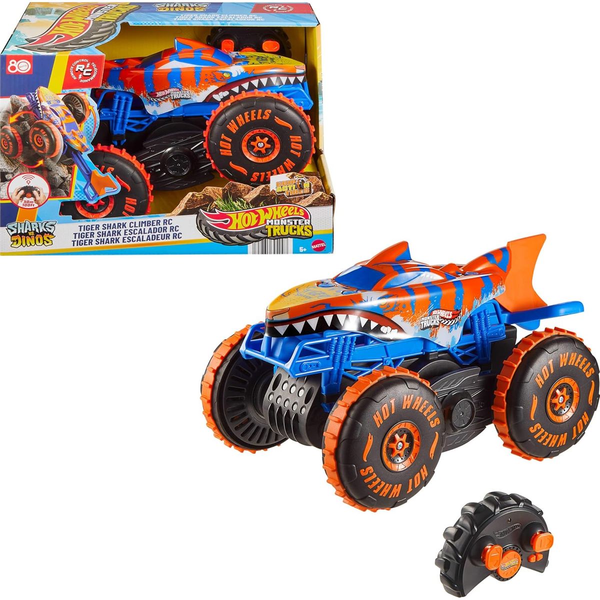HOT WHEELS - Hot Wheels Monster Trucks A Control Remoto Tiger Shark Escala 1-15