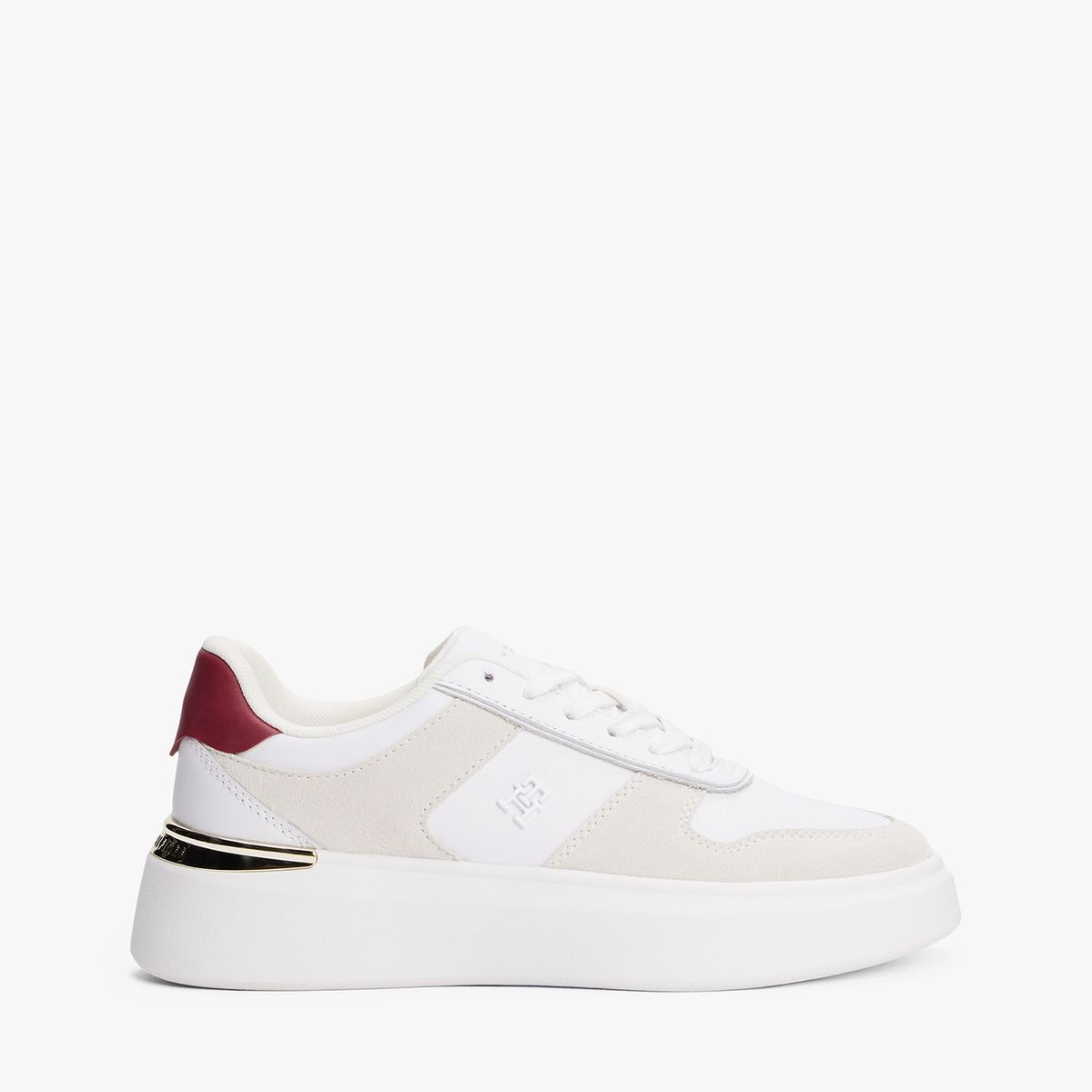 TOMMY HILFIGER - Tenis blanco con mezcla de texturas Tommy Hilfiger