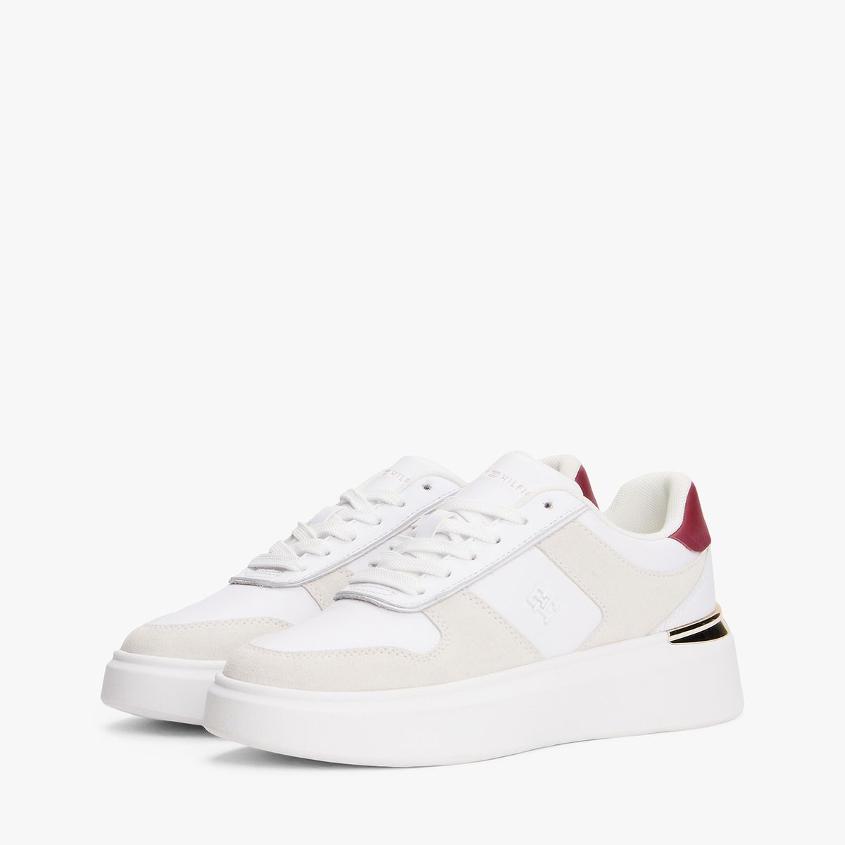 TOMMY HILFIGER - Tenis blanco con mezcla de texturas Tommy Hilfiger