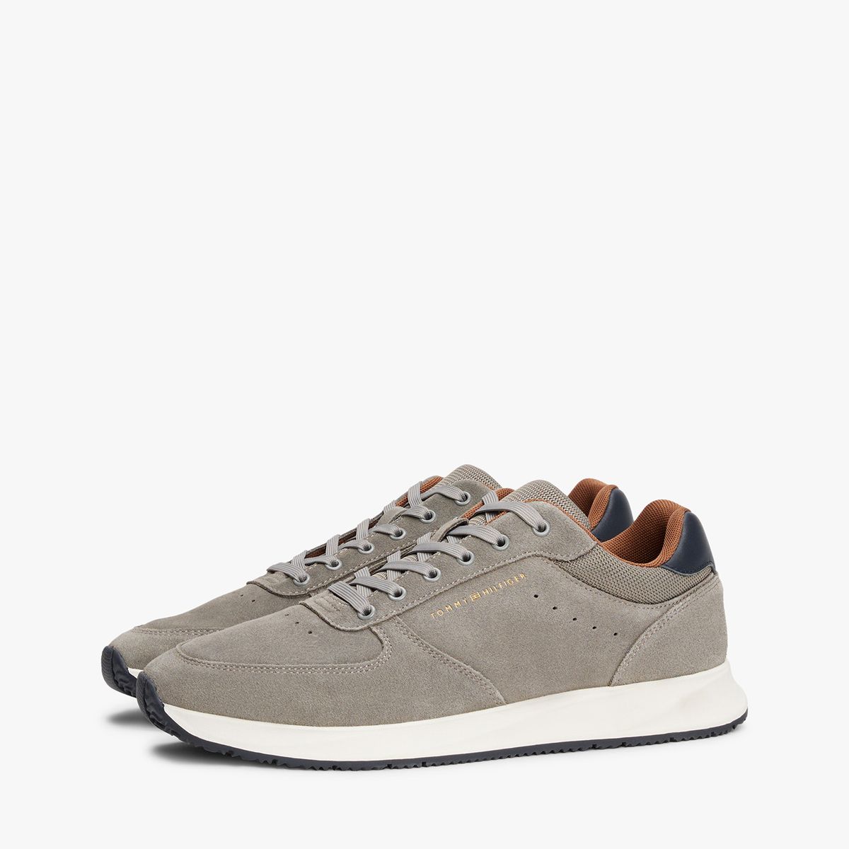 TOMMY HILFIGER - Tenis gris deportivos híbridos de ante Tommy Hilfiger