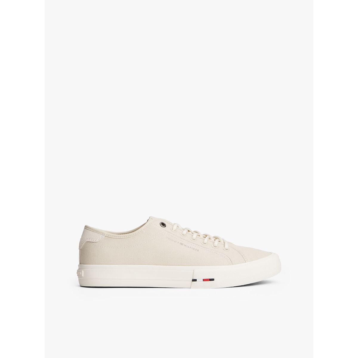 TOMMY HILFIGER - Tenis beige de lona con logo distintivo Tommy Hilfiger