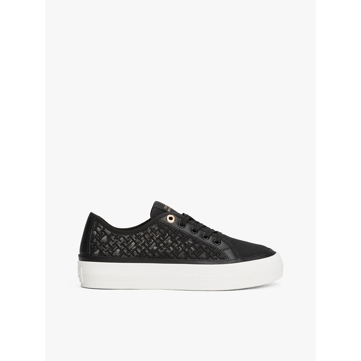 TOMMY HILFIGER - Tenis negro de malla con monogramas bordados Tommy Hilfiger