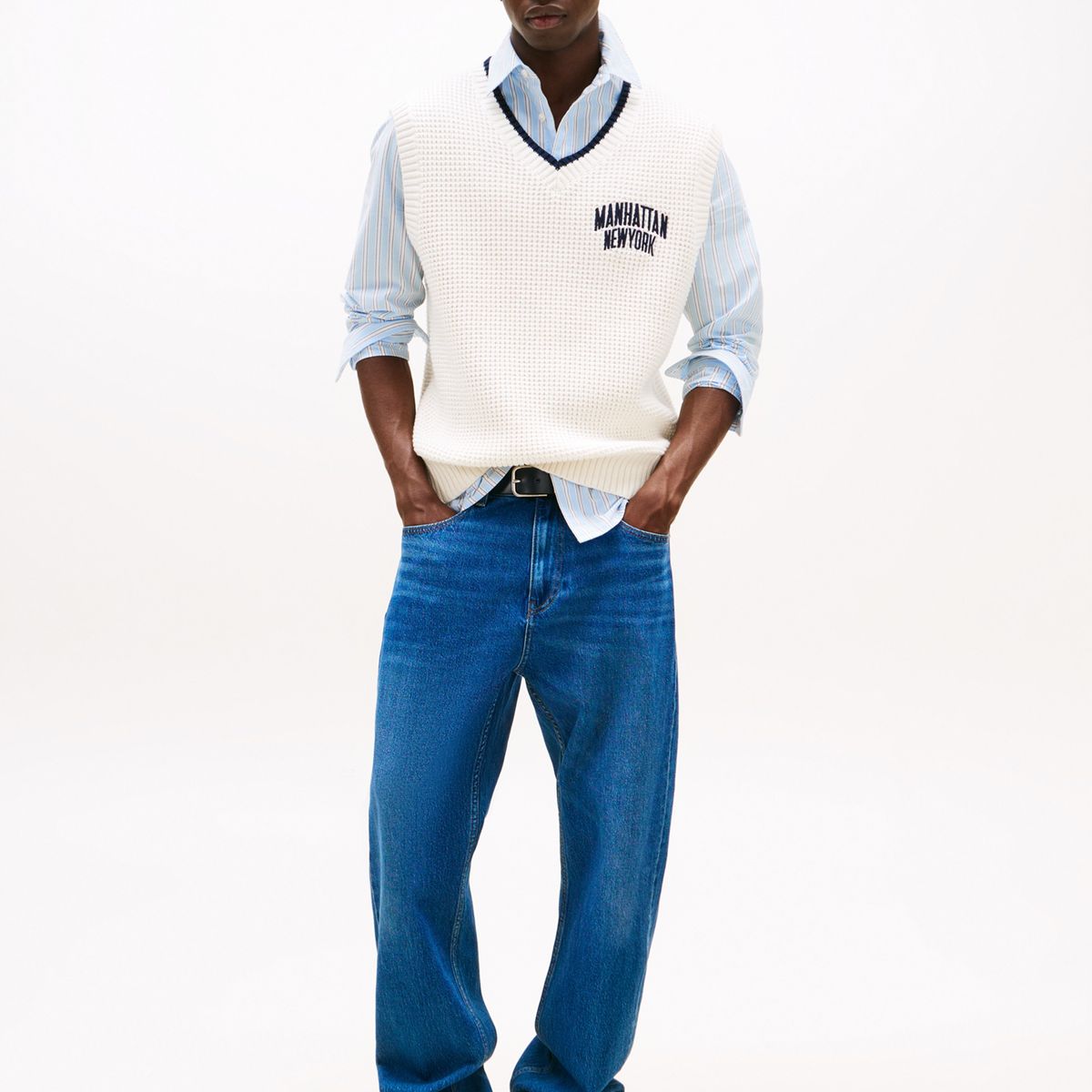 TOMMY HILFIGER - Tenis blanco de cuero con suela cupsole Tommy Hilfiger