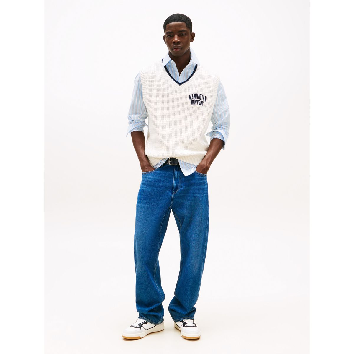 TOMMY HILFIGER - Tenis blanco de cuero con suela cupsole Tommy Hilfiger