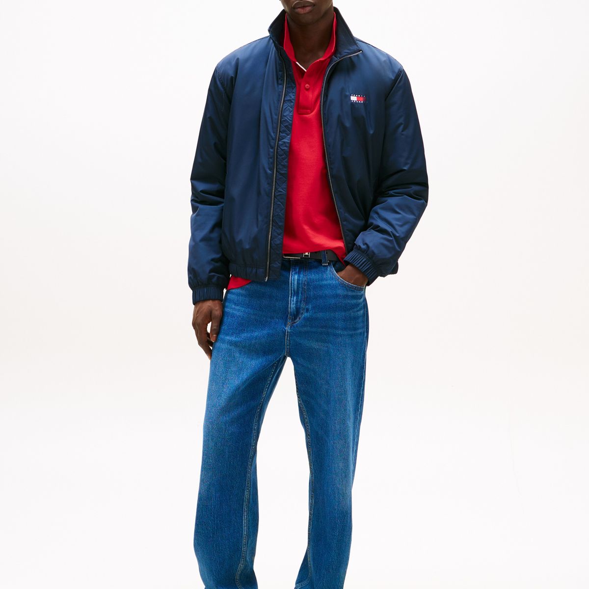 TOMMY HILFIGER - Tenis negro de cuero con suela cupsole Tommy Hilfiger