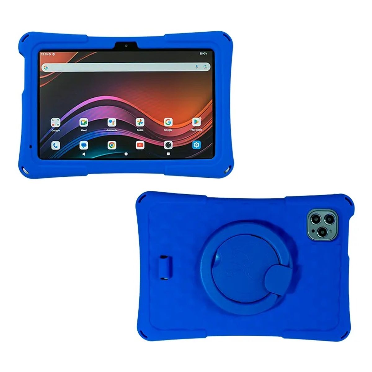 KRONO - Tablet Niños 10 Pulgadas 8GB RAM (4Gb+4Gb) 64GB Doble SIM Android 14 Azul