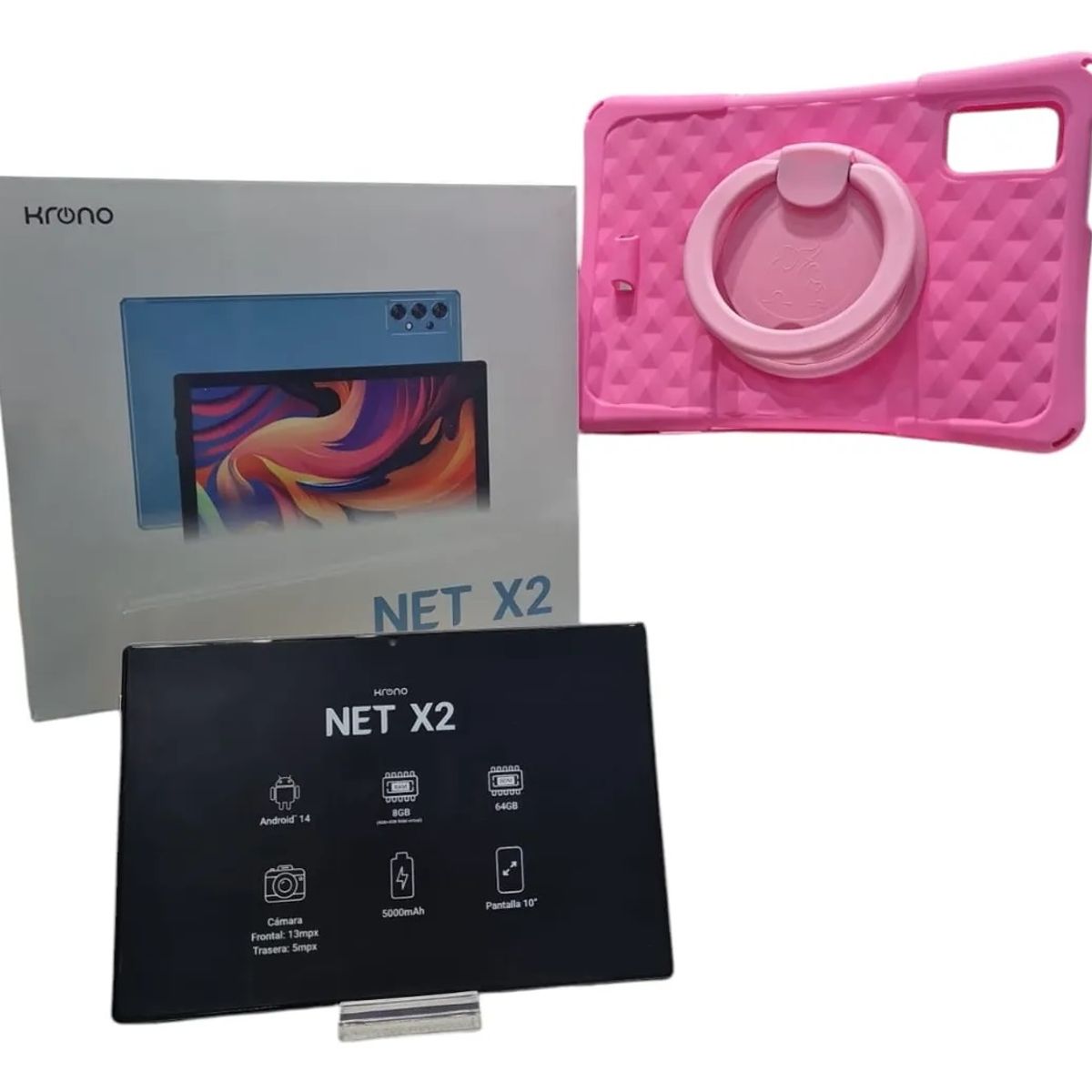KRONO - Tablet Niñas 10 Pulgadas 8GB RAM (4Gb+4Gb) Doble SIM Android 14 64GB Rosado
