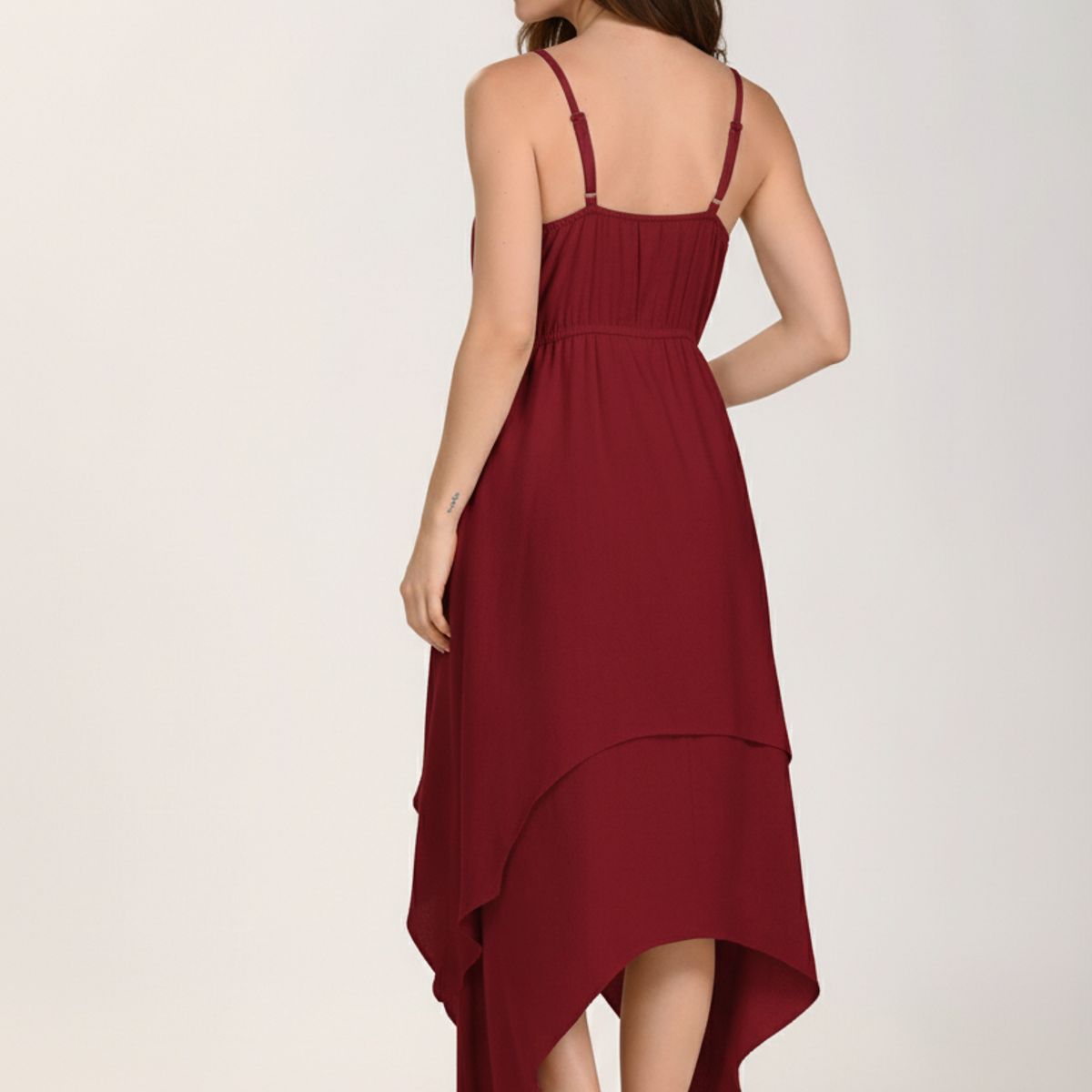 BELIFE - Vestido largo rojo con cargaderas para mujer