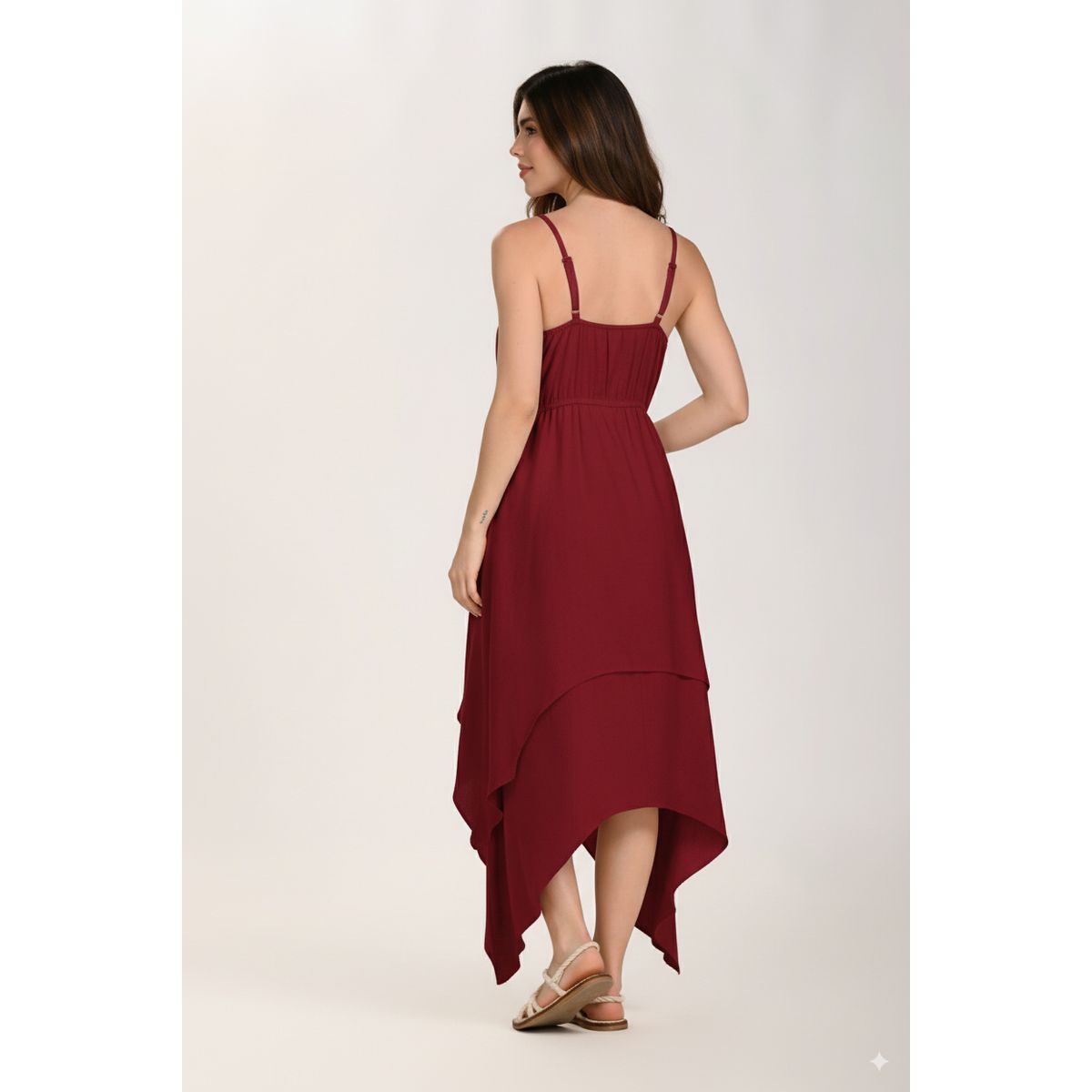 BELIFE - Vestido largo rojo con cargaderas para mujer