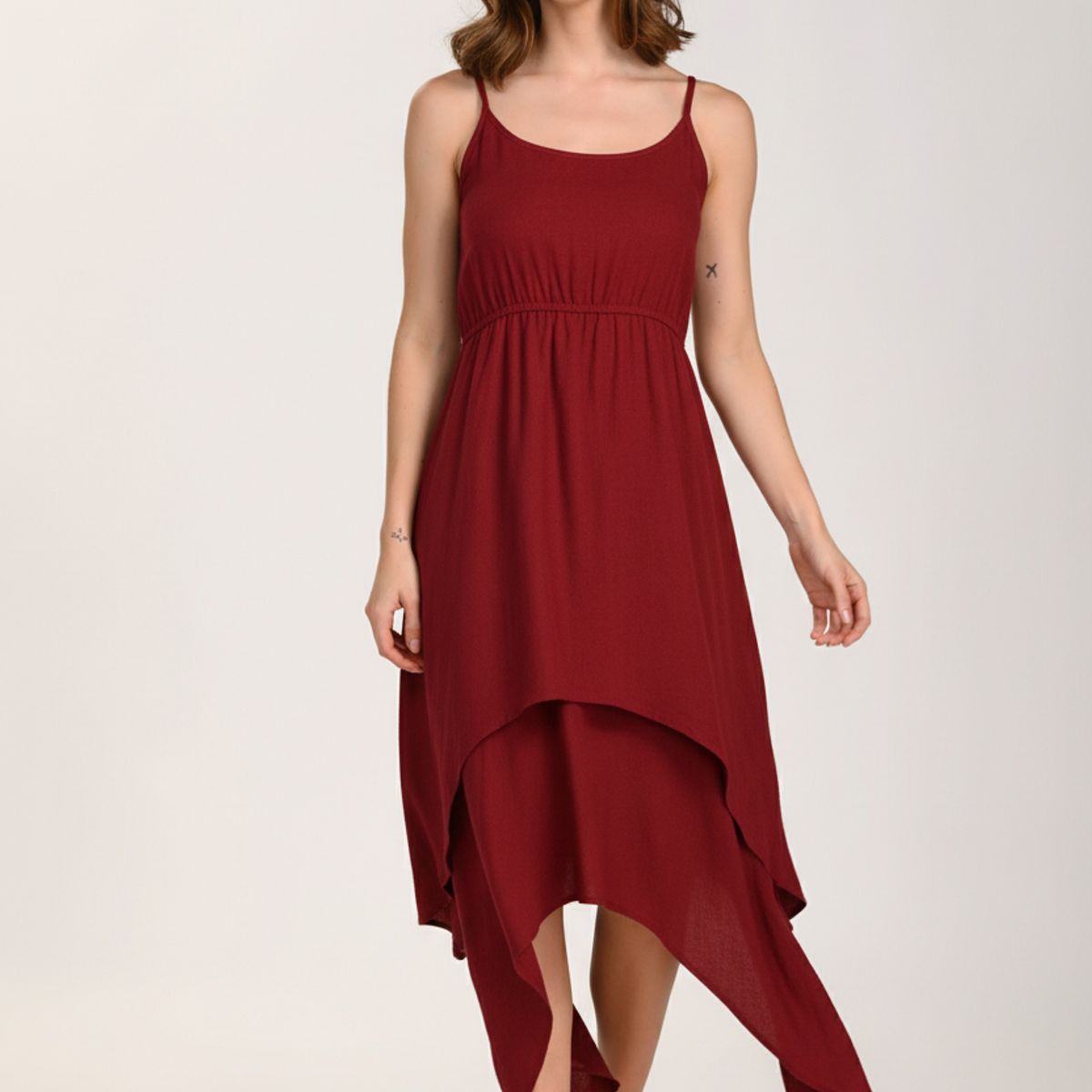 BELIFE - Vestido largo rojo con cargaderas para mujer