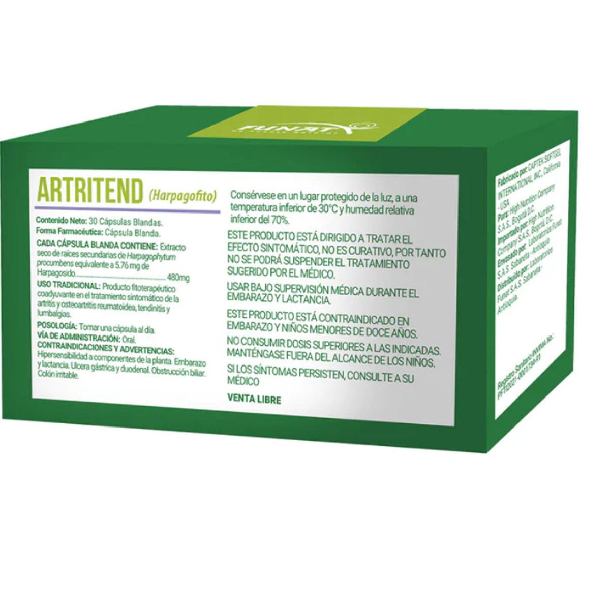 FUNAT - SUPLEMENTO CON HARPAGOFITO X 30 CAPSULAS/ ARTRITEND - FUNAT