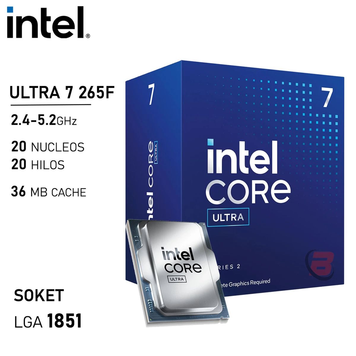INTEL - Procesador INTEL CORE ULTRA 7 265F Para LGA1700, Estabilidad y Bajo Consumo