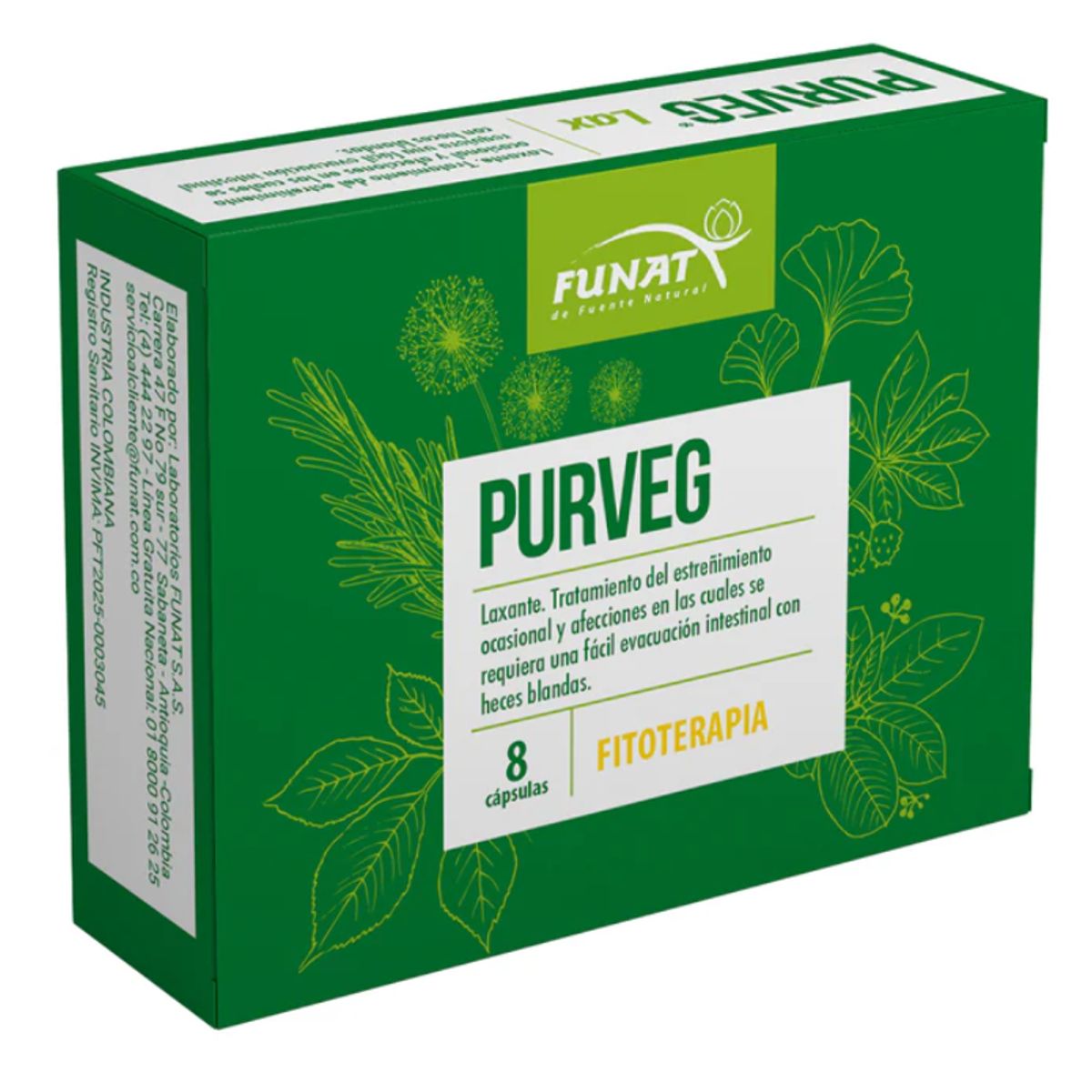 FUNAT - SUPLEMENTO CON HIERBAS+ RUIBARBO+ SEN X 8 UNIDADES/ PURVEG