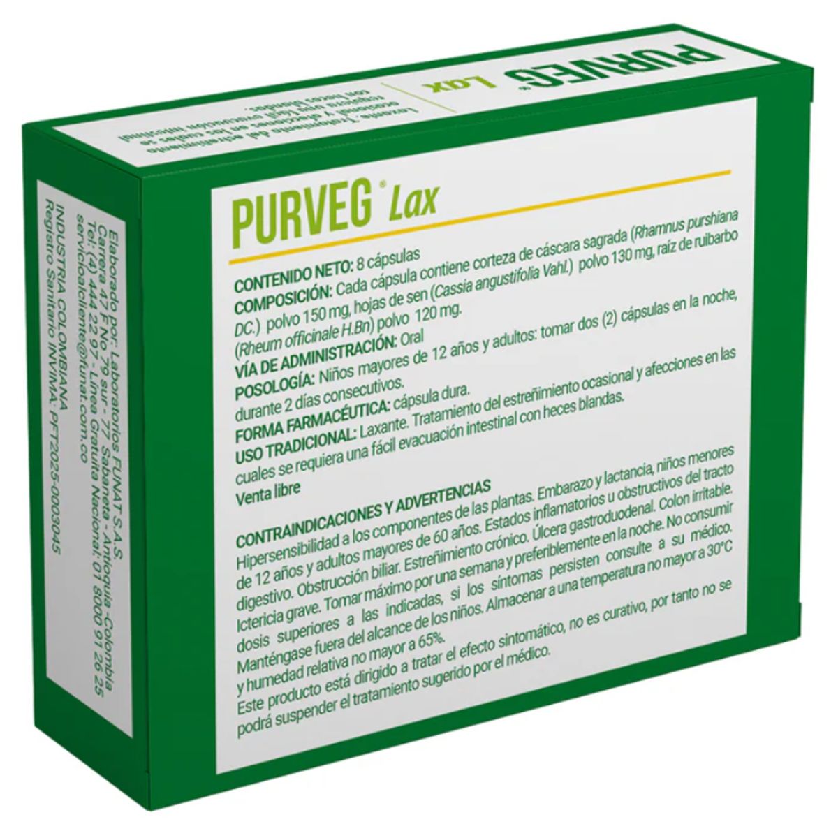 FUNAT - SUPLEMENTO CON HIERBAS+ RUIBARBO+ SEN X 8 UNIDADES/ PURVEG