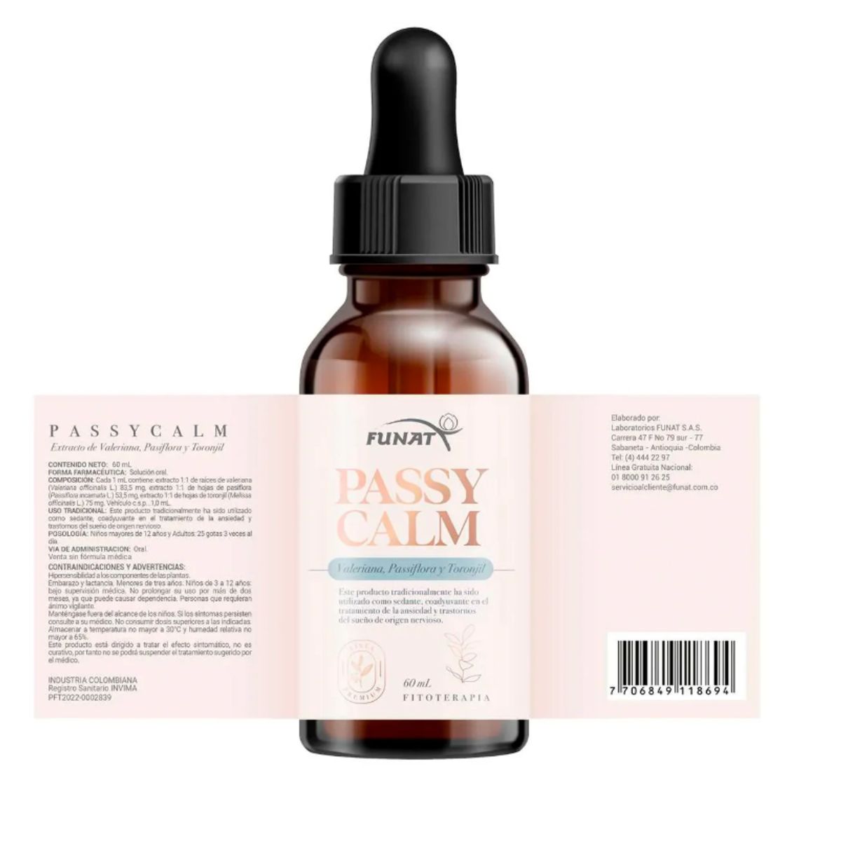 FUNAT - SUPLEMENTO CON VALERIANA + PASIFLORA +TORONJIL X 60MLPASSYCALM