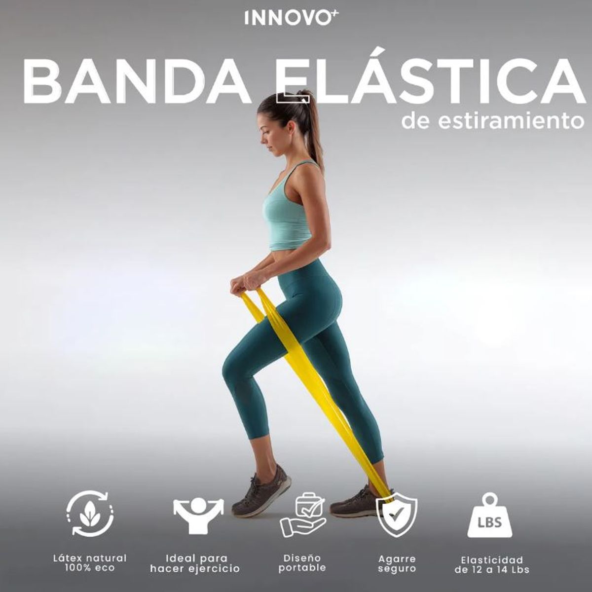 INNOVALL - Banda Elástica De Estiramiento 150 Cm Rehabilitacion Yoga Amarillo