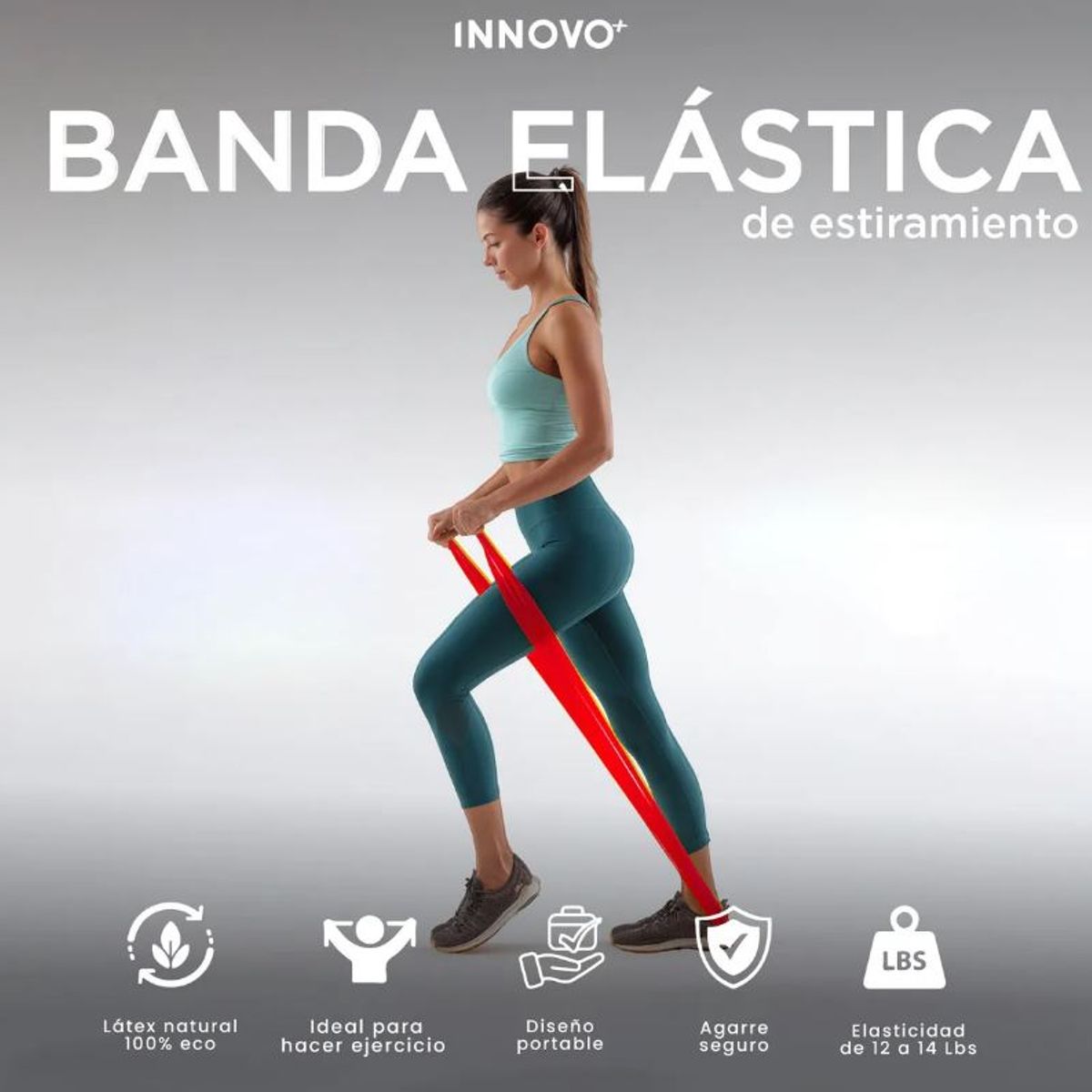 INNOVALL - Banda Elástica De Estiramiento 150 Cm Rehabilitacion Yoga Rojo