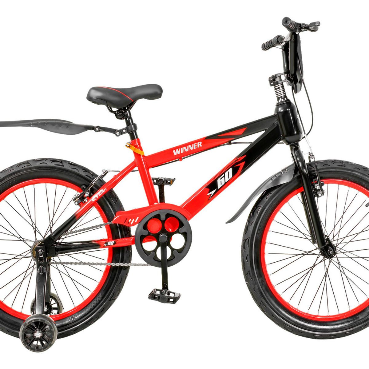 NANOFORT - Bicicleta Infantil Rin 20 Niños Rojo Luces Led Auxiliares