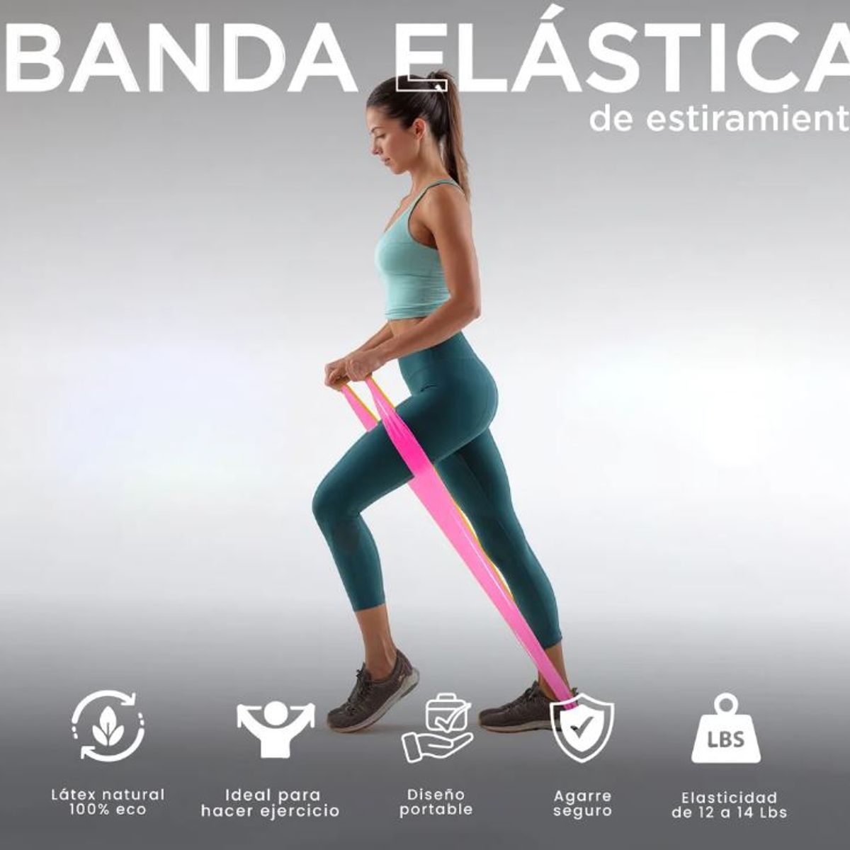INNOVA - Banda Elástica De Estiramiento 150 Cm Rehabilitacion Yoga Rosa