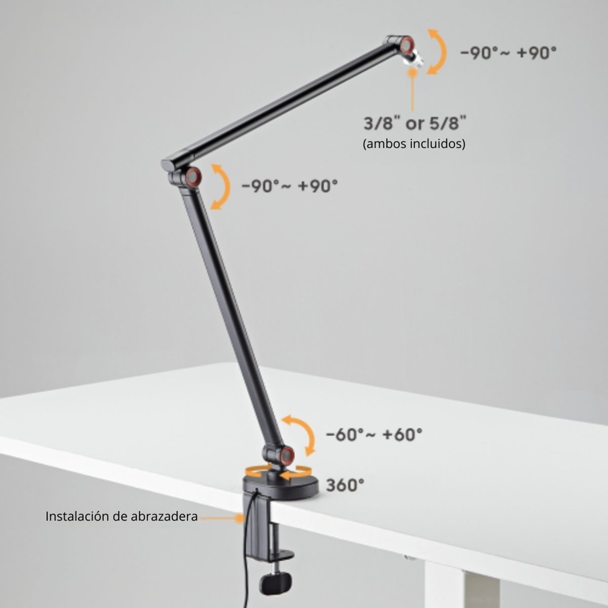GENERICO - Soporte Brazo Universal Slim Articulado para Micrófono TechGo SPMC-03