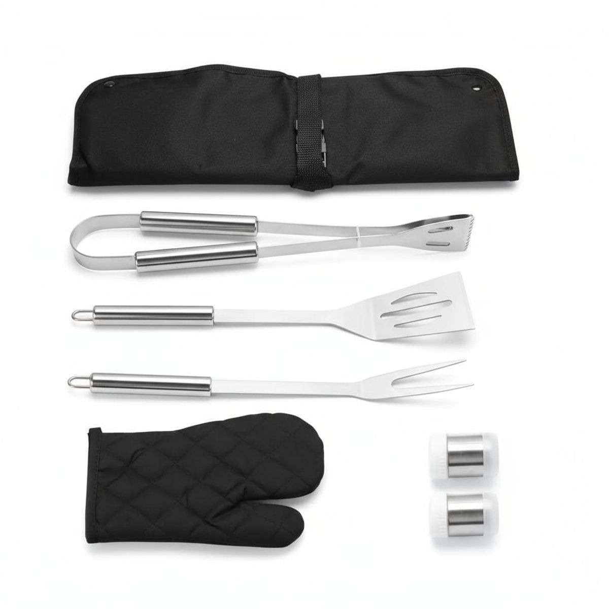 GENERICO - Set Parrilla Bbq 7 Piezas + Delantal Kit Asados Parrillero