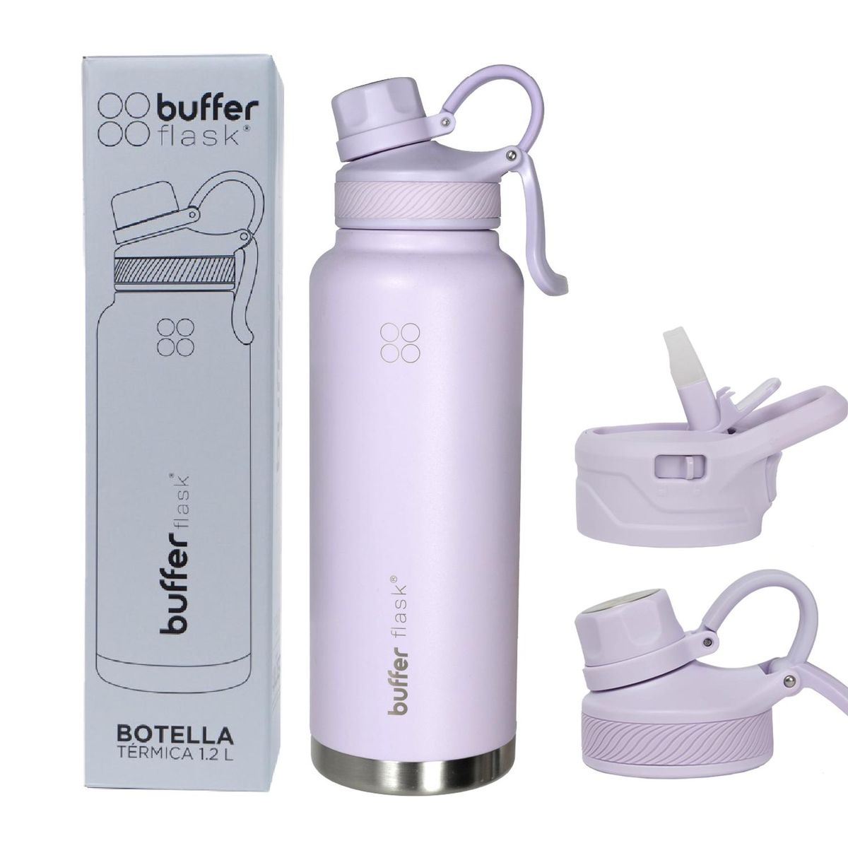 BUFFER FLASK - Termo Botella Termica 1,2 Buffer Acero Inox Tapas - Lila