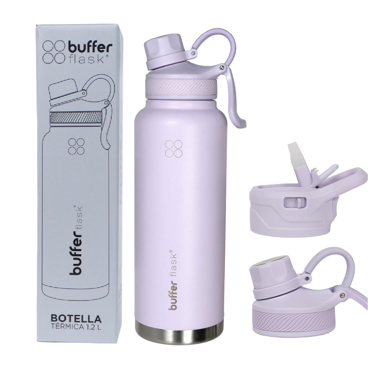 BUFFER FLASK - Termo Botella Termica 1,2 Buffer Acero Inox Tapas - Lila