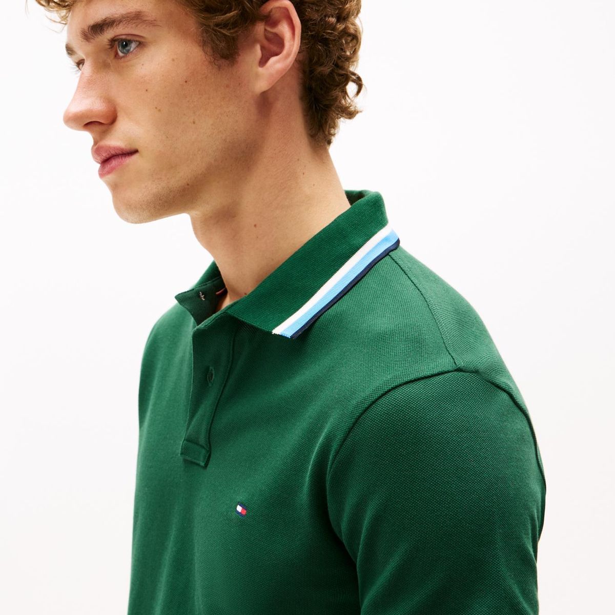 TOMMY HILFIGER - Polo verde de corte slim con logo Tommy Hilfiger