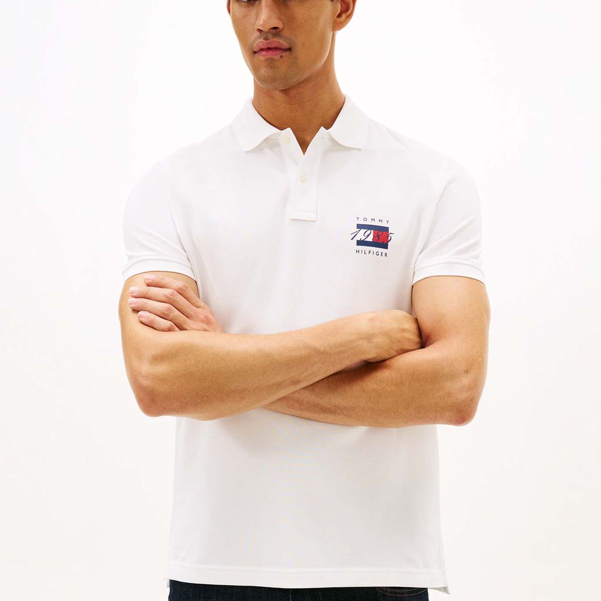 TOMMY HILFIGER - Polo blanco de corte regular con logo gráfico Tommy Hilfiger